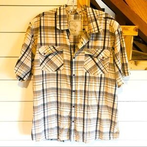 Prana flannel Pearl snap mens large shirt